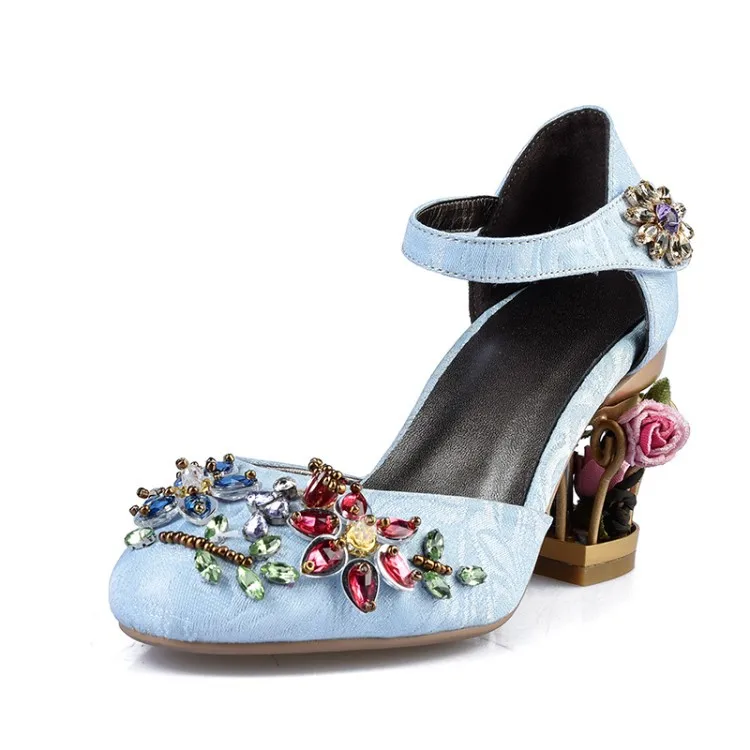 Prowow new birdcage and hand-made high-grade Baotou women's retro wedding shoes and hollow sandals with rhinestone in sheepskin
Prowow new birdcage and hand-made high-grade Baotou women's retro wedding shoes and hollow sandals with rhinestone in sheepskin