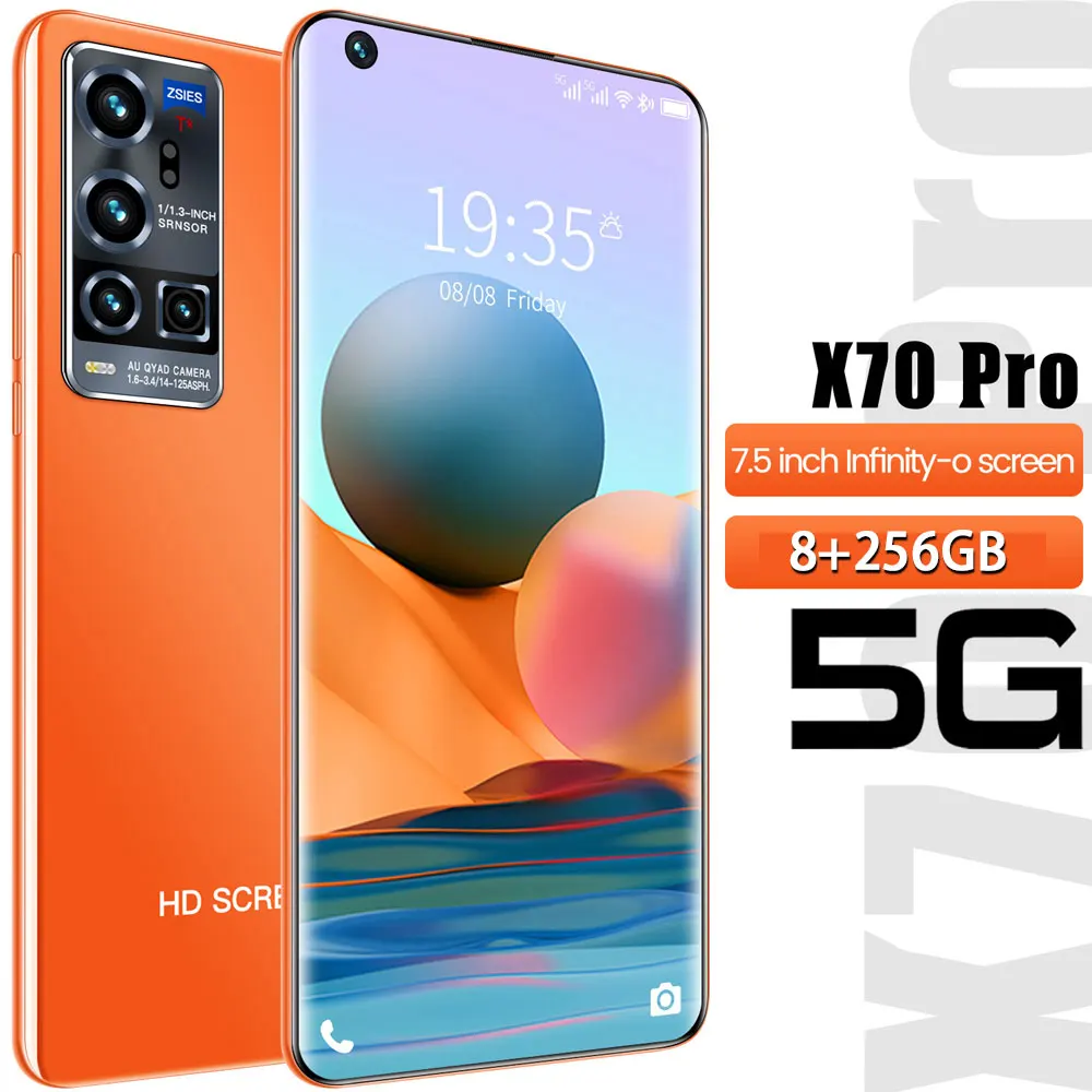 7.5Inch Smartphone X70 Pro Android10 8GB 256GB Phone Deca Core 21+48MP HD Camera Dual SIM 2021 Hot 5G 4G Network Mobile Phone
7.5Inch Smartphone X70 Pro Android10 8GB 256GB Phone Deca Core 21+48MP HD Camera Dual SIM 2021 Hot 5G 4G Network Mobile Phone
