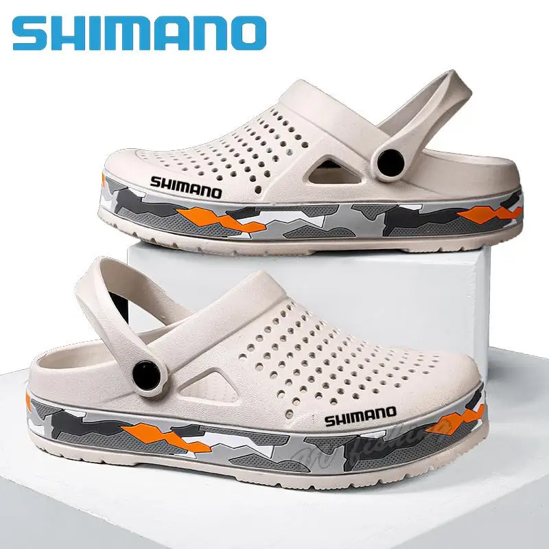 Шлепанцы Shimano мужские для рыбалки резиновые дышащие плоская подошва пляжные