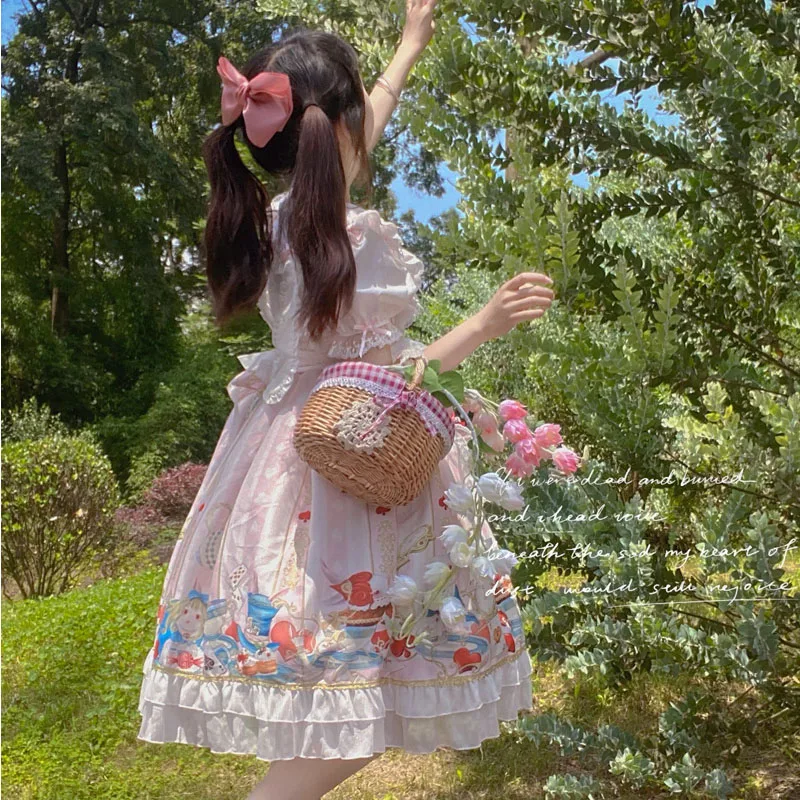 Винтажном стиле Kawaii Чай Вечерние платья принцессы в Лолита платье АО японский