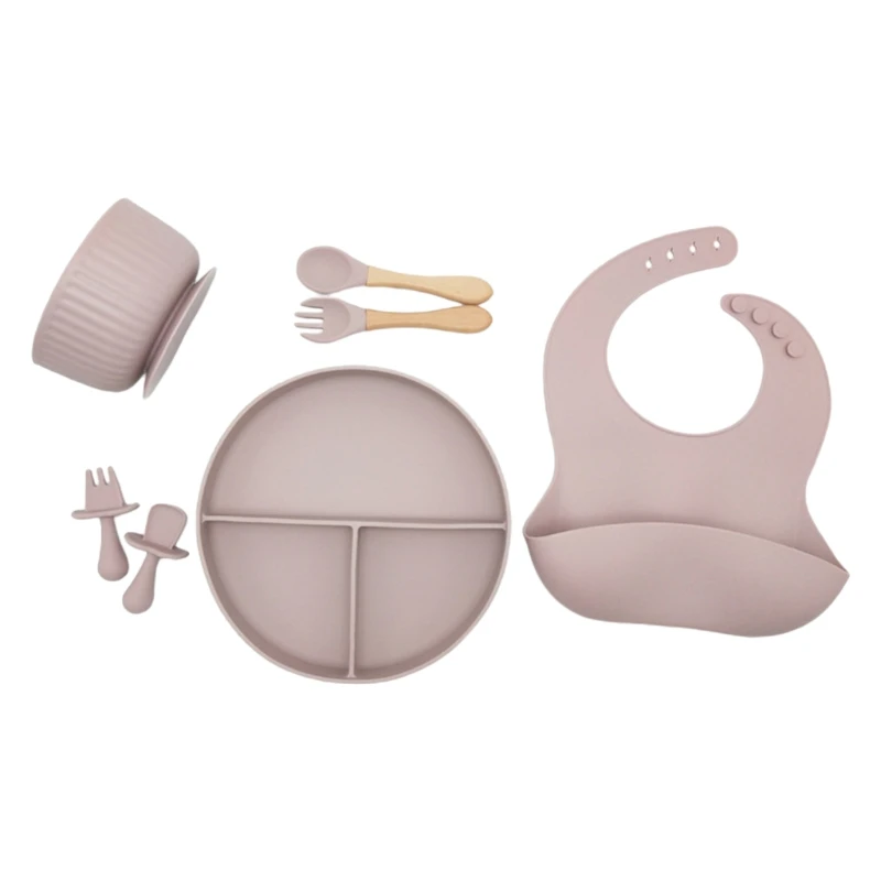 T5EC 7Pcs/Set Silicone Baby Feeding Set Toddler Bib Divided Plate Dish Bowl First Stage Spoon Fork Infant Teether Tableware
T5EC 7Pcs/Set Silicone Baby Feeding Set Toddler Bib Divided Plate Dish Bowl First Stage Spoon Fork Infant Teether Tableware