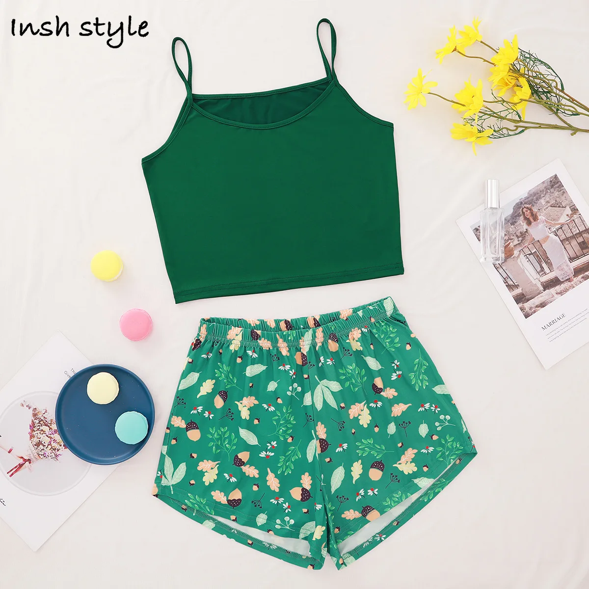 Camisole 2021 Summer Trend Plant Print Cool Tank Top Shorts Women's Pajamas Trouser Suits/shorts Female/Sleepwear
Camisole 2021 Summer Trend Plant Print Cool Tank Top Shorts Women's Pajamas Trouser Suits/shorts Female/Sleepwear