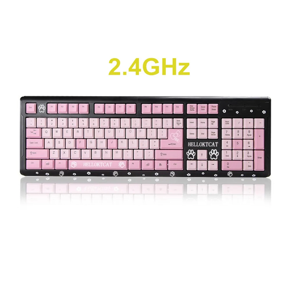 2.4GHz Wireless laptop desktop keyboard computer slim cartoon cute pink wireless KT cat For Girl | Компьютеры и офис