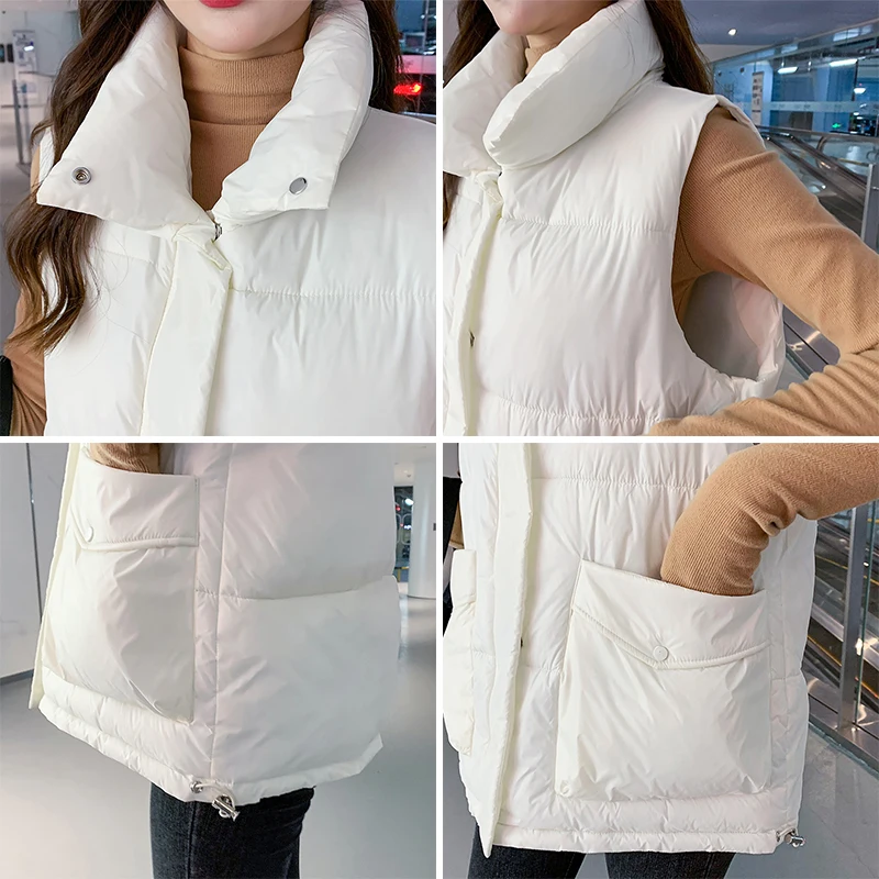 Women's Winter Vest Solid Zipper Pockets Stand Collar Thick Ladies Sleeveless Jacket Casual Loose Waistcoat for Female Fashion
Women's Winter Vest Solid Zipper Pockets Stand Collar Thick Ladies Sleeveless Jacket Casual Loose Waistcoat for Female Fashion