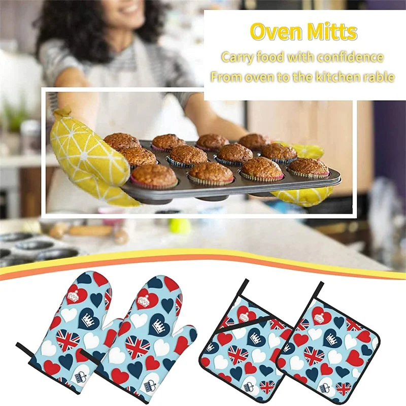 Oven glove and pot holder set heat-resistant 4-piece set, kitchen utensils non-slip insulating gloves for baking and cooking
Oven glove and pot holder set heat-resistant 4-piece set, kitchen utensils non-slip insulating gloves for baking and cooking