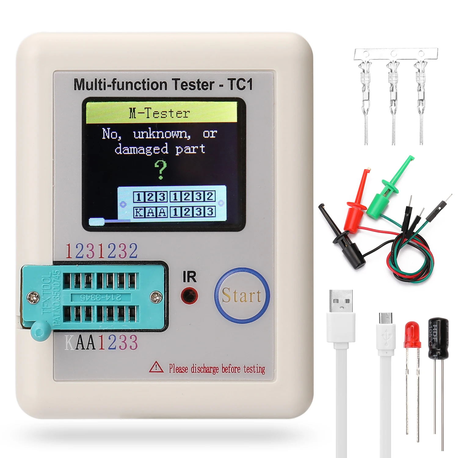 Display Multifunctional Transistor Tester Color Screen Graphic NPN Transistor Nchannel Pchannel FET Diode Measurement Detector
Display Multifunctional Transistor Tester Color Screen Graphic NPN Transistor Nchannel Pchannel FET Diode Measurement Detector