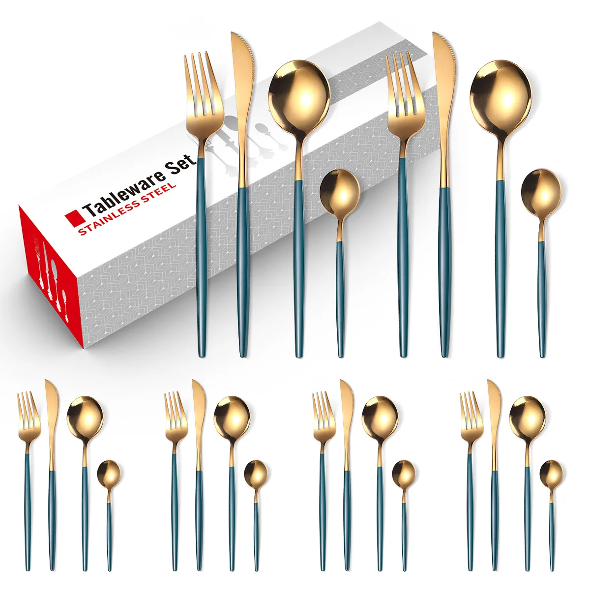Stainless steel cutlery set painted Portuguese tableware set of 24 gold Western steak cutlery gold spoon and fork set
Stainless steel cutlery set painted Portuguese tableware set of 24 gold Western steak cutlery gold spoon and fork set