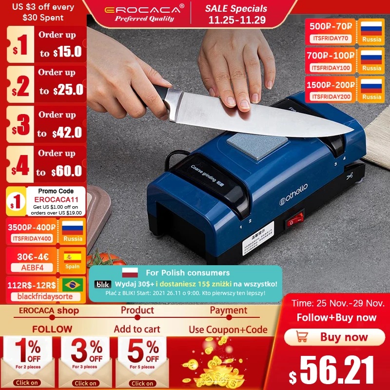 Multi-function Knife Sharpener 220V Electric Household Fast Sharpener Automatic Knife Grinder Kitchen Knife Grindstone EU Plug
Multi-function Knife Sharpener 220V Electric Household Fast Sharpener Automatic Knife Grinder Kitchen Knife Grindstone EU Plug