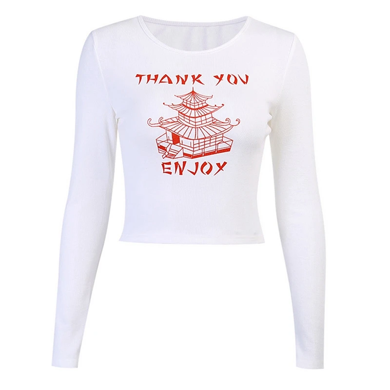 Thank You Enjoy Letter Graphic Tee White Ribbed Knit Long Sleeve Crop Top T Shirts for Women Clothes Fall
Thank You Enjoy Letter Graphic Tee White Ribbed Knit Long Sleeve Crop Top T Shirts for Women Clothes Fall