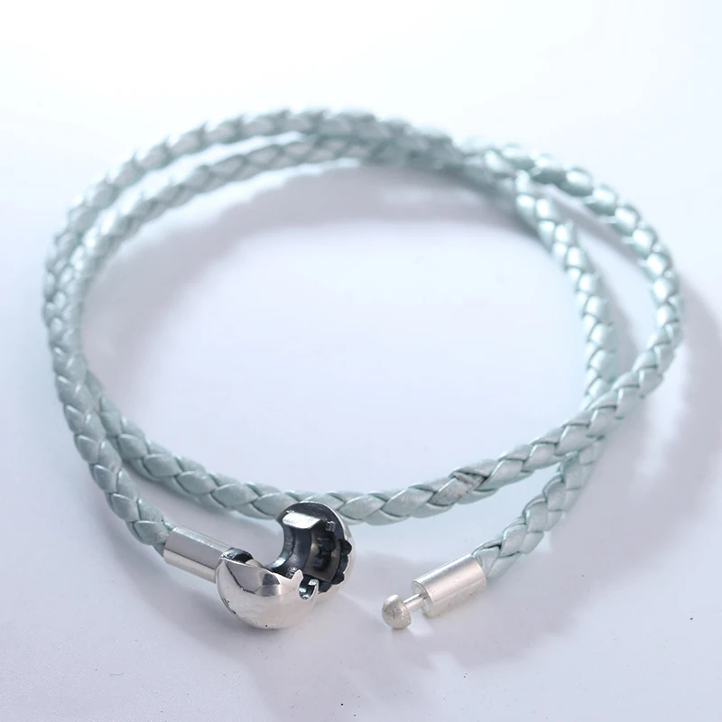 Pearl light blue Leather Bracelet With Round Clasp Fits sterling silver Original Charms & Beads For Woman DIY Jewelry Making
Pearl light blue Leather Bracelet With Round Clasp Fits sterling silver Original Charms & Beads For Woman DIY Jewelry Making