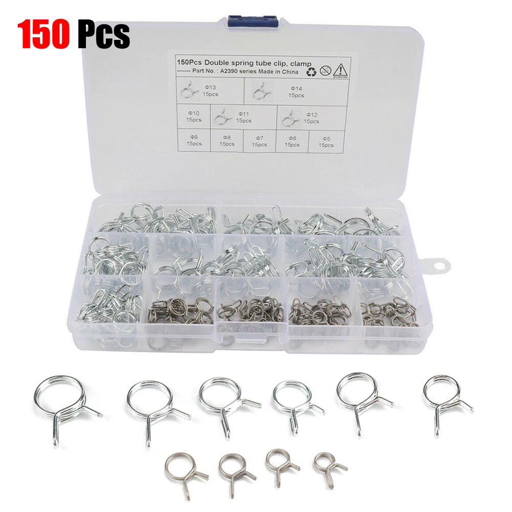 150pcs Stainless Steel Car Double Wire Fuel Line Hose Tube Spring Clamps Assortment Hoses Clamps Auto Replacement Part Hose Tube
150pcs Stainless Steel Car Double Wire Fuel Line Hose Tube Spring Clamps Assortment Hoses Clamps Auto Replacement Part Hose Tube