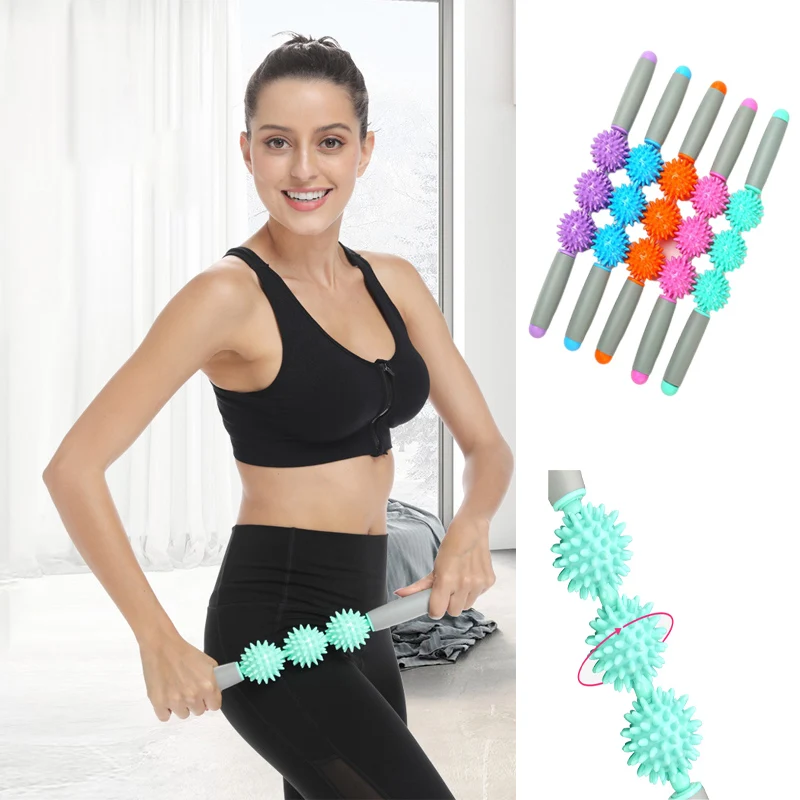 Gym Muscle Massage Roller Yoga Stick Body Massage Relax Tool Muscle Roller Sticks With 3 Point Spiky Ball for Leg Arm Back Feet
Gym Muscle Massage Roller Yoga Stick Body Massage Relax Tool Muscle Roller Sticks With 3 Point Spiky Ball for Leg Arm Back Feet