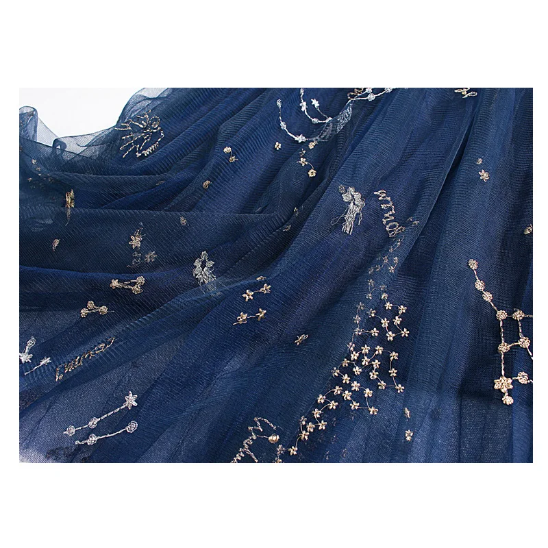 Metallic Embroidered Long Blue Mesh Skirts Elastic Waist Pleated A-line Galaxy Puff Tulle Skirts
Metallic Embroidered Long Blue Mesh Skirts Elastic Waist Pleated A-line Galaxy Puff Tulle Skirts