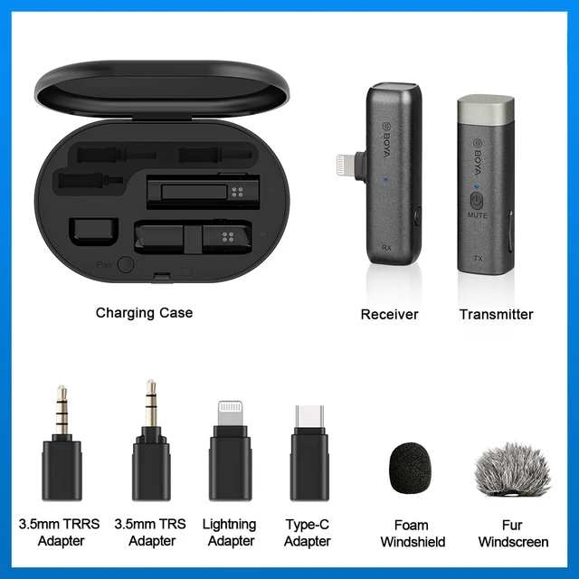 BOYA BY-WM3D WM3 Plug&Play Microphone for iPhone Mini 2.4G Wireles Microphone with Lightning TRS TRRS Port Charging Case for IOS
BOYA BY-WM3D WM3 Plug&Play Microphone for iPhone Mini 2.4G Wireles Microphone with Lightning TRS TRRS Port Charging Case for IOS