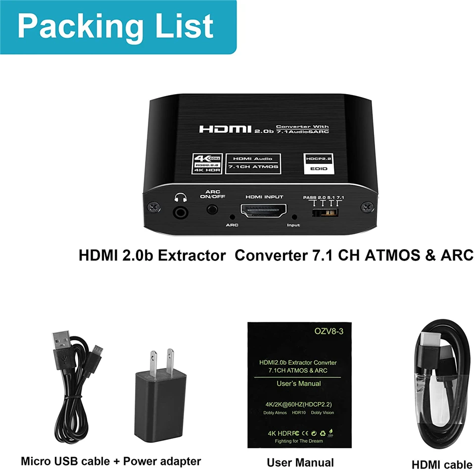2021 Best ARC HDMI 2.0 Audio Extractor 4K 60Hz RGB8:8:8 HDR HDMI Splitter Audio Converter 4K HDMI to Optical TOSLINK SPDIF 7.1
2021 Best ARC HDMI 2.0 Audio Extractor 4K 60Hz RGB8:8:8 HDR HDMI Splitter Audio Converter 4K HDMI to Optical TOSLINK SPDIF 7.1