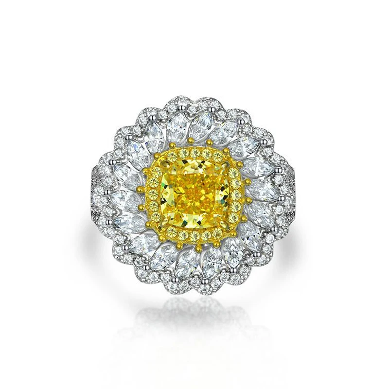 COSYA 100% 925 Sterling Silver Square 7mm Yellow High Carbon Diamond Daisy Ring For Women Luxury Wedding Engagement Fine Jewelry
COSYA 100% 925 Sterling Silver Square 7mm Yellow High Carbon Diamond Daisy Ring For Women Luxury Wedding Engagement Fine Jewelry