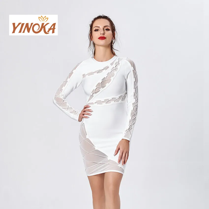 Бандажное платье Yinoka с длинным рукавом, белое официальное элегантное вечернее платье с вырезами для секса, облегающее платье для женщин
Бандажное платье Yinoka с длинным рукавом, белое официальное элегантное вечернее платье с вырезами для секса, облегающее платье для женщин