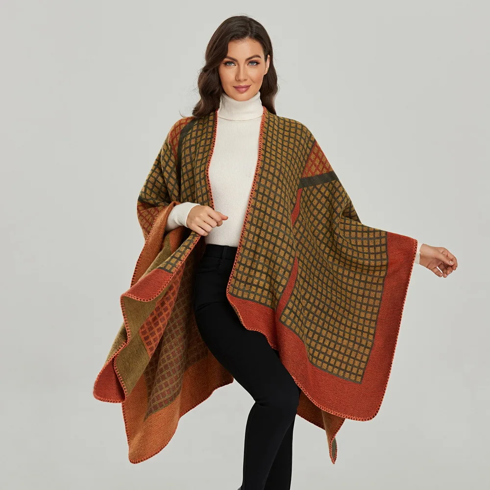 6Colors Thick Warm Plaid Shawl Fashion Womens Scarf Poncho Cape Poncho Blanket Cloak Wrap Coat Travel Party Winter Clothing
6Colors Thick Warm Plaid Shawl Fashion Womens Scarf Poncho Cape Poncho Blanket Cloak Wrap Coat Travel Party Winter Clothing