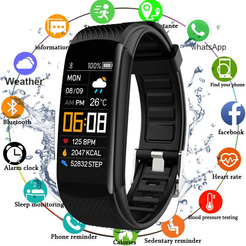 2020 Fitness Bracelet Blood Pressure Measurement Pedometer Smart Band Hear Rate Monitor Waterproof Health Tracker Watch | Электроника