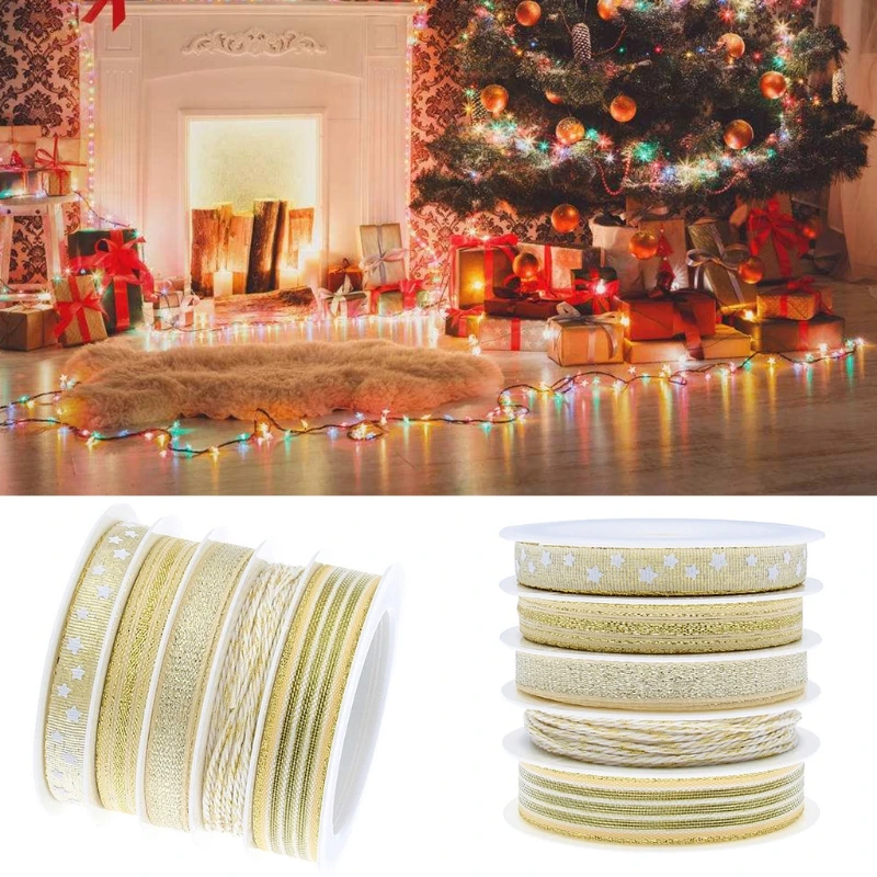 Golden Ribbon Christmas Tree Wired Ribbon Width 2/10/15mm Wired Ribbon For Gift Wrapping Cake Ribbon DIY Handmade
Golden Ribbon Christmas Tree Wired Ribbon Width 2/10/15mm Wired Ribbon For Gift Wrapping Cake Ribbon DIY Handmade