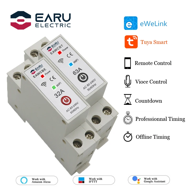 1P 1P+N WiFi Smart Circuit Breaker Time Relay Switch Remote Control by Tuya Smart /eWeLink App for Alexa Google Home Assistant
1P 1P+N WiFi Smart Circuit Breaker Time Relay Switch Remote Control by Tuya Smart /eWeLink App for Alexa Google Home Assistant