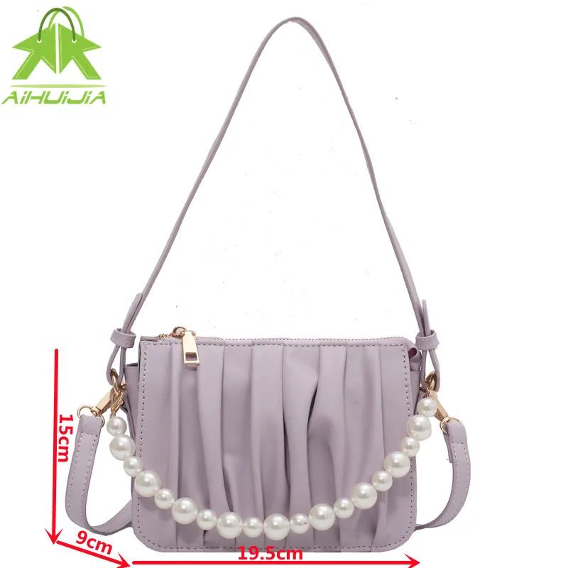 Fashion Pearl Chain Ladies Handbag 2021 Summer The New High Quality Pu Leather Folds Shoulder Bag Designer Ladies Messenger Bags
Fashion Pearl Chain Ladies Handbag 2021 Summer The New High Quality Pu Leather Folds Shoulder Bag Designer Ladies Messenger Bags