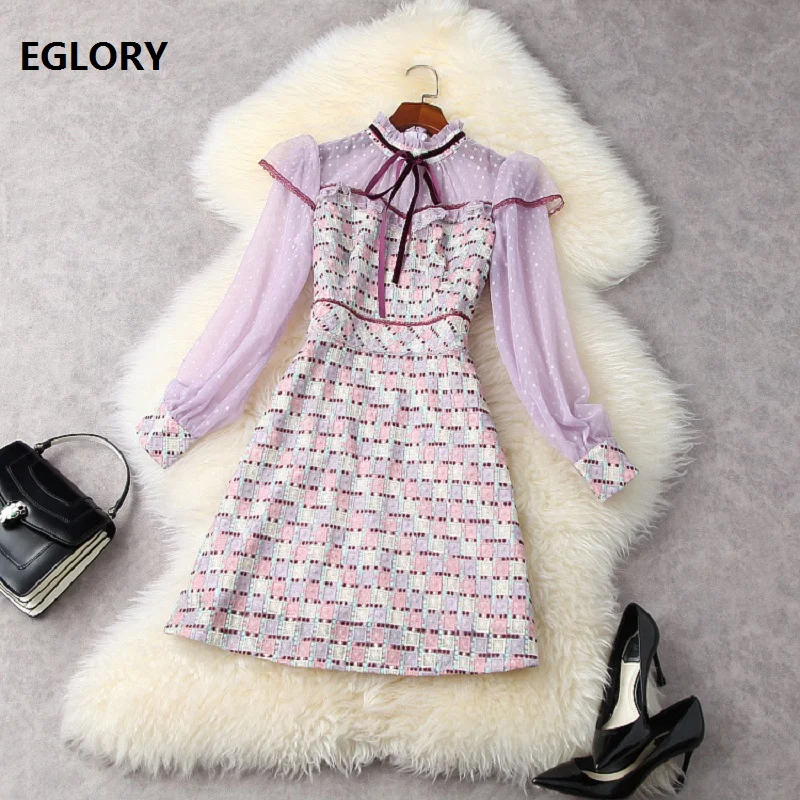 High Quality Brand New Women's Dress 2021 Spring Party Ladies Geometric Patterns Embroidery Sexy Tulle Mesh Purple Dress Sweet
High Quality Brand New Women's Dress 2021 Spring Party Ladies Geometric Patterns Embroidery Sexy Tulle Mesh Purple Dress Sweet