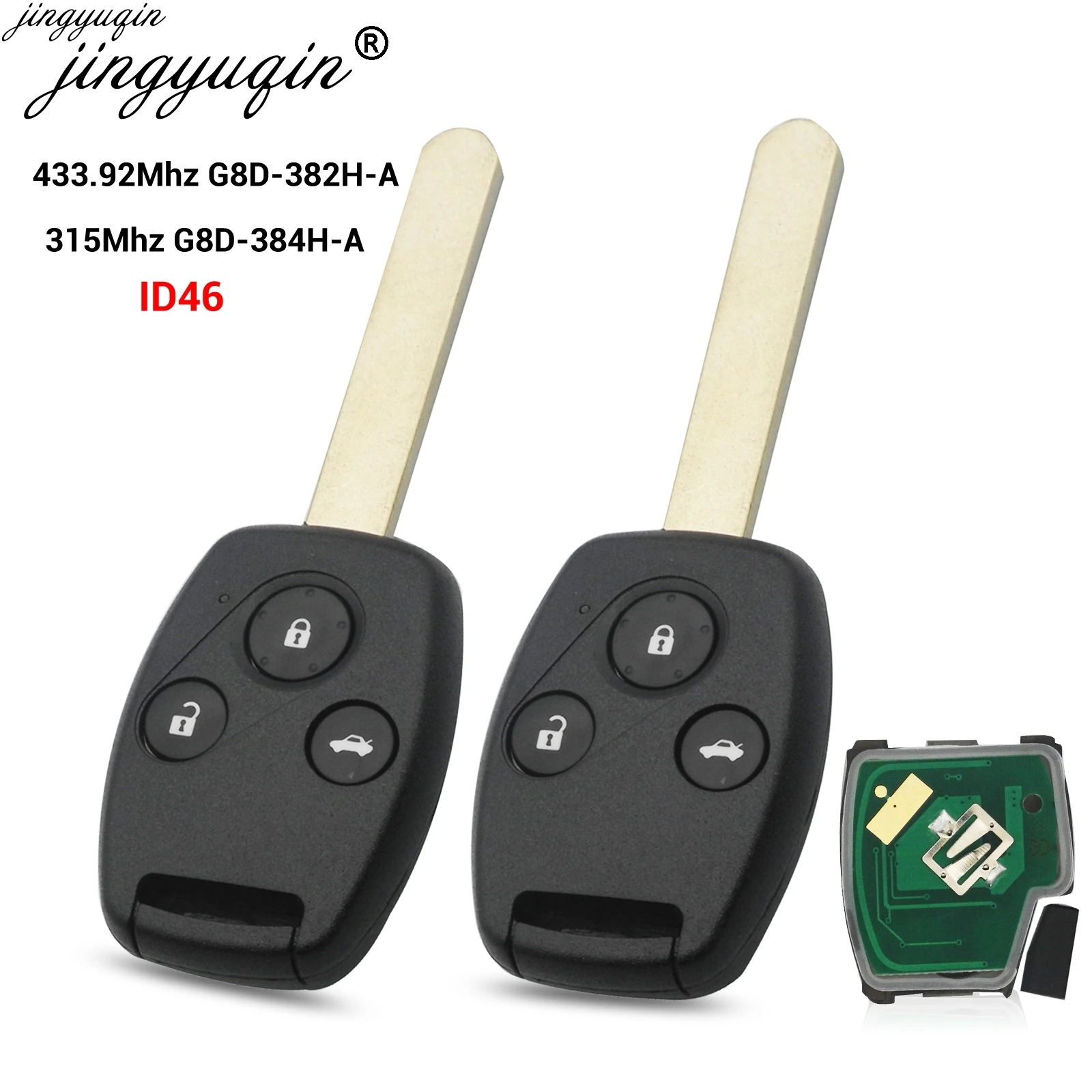 Jingyuqin Remote Car Key 315Mhz/433.92Mhz for Honda Accord Element CR-V HR-V Fit City Odyssey Civic 2/3B G8D-382H-A G8D-384H-A
Jingyuqin Remote Car Key 315Mhz/433.92Mhz for Honda Accord Element CR-V HR-V Fit City Odyssey Civic 2/3B G8D-382H-A G8D-384H-A