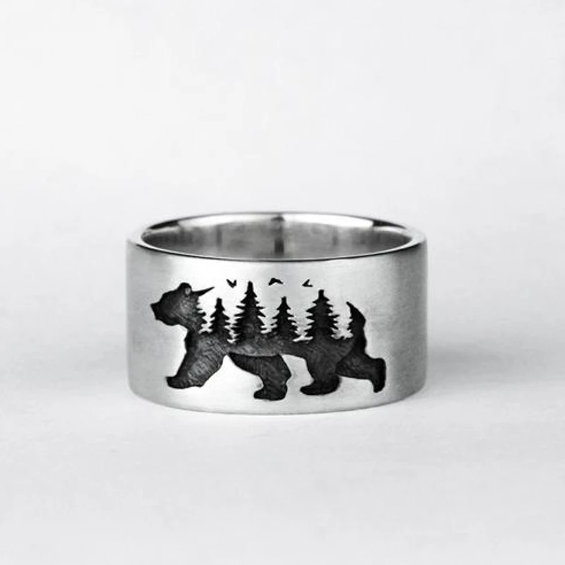 Retro Simple Black and White Landscape Ring Fashion Men and Women Casual Wedding Party Black Bear Animal Ring Jewelry
Retro Simple Black and White Landscape Ring Fashion Men and Women Casual Wedding Party Black Bear Animal Ring Jewelry