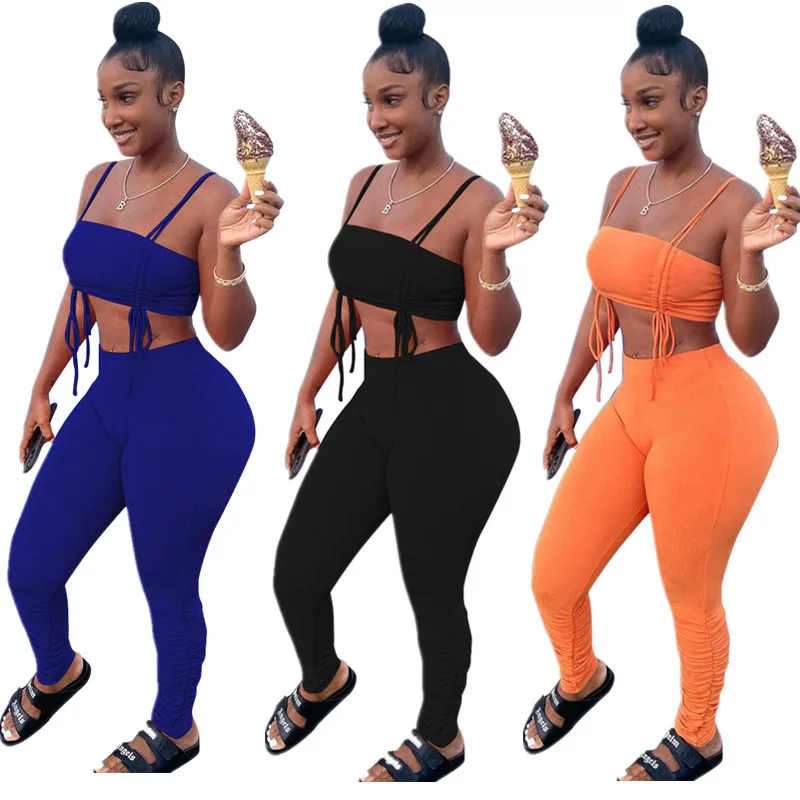 Autumn Sexy Knitting Leisure Fashion Movement Wrinkle Chest Pleated Trousers Two-Piece European And American Women’s Wear
Autumn Sexy Knitting Leisure Fashion Movement Wrinkle Chest Pleated Trousers Two-Piece European And American Women’s Wear