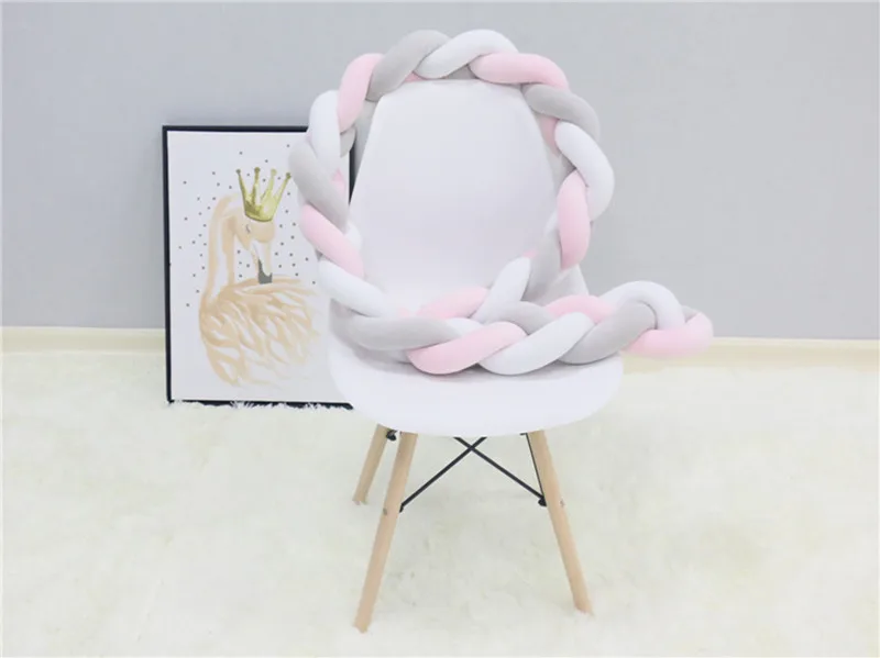 

2M ins Nordic Crib Fence Woven Handmade Twist Three-strand Bed Surround Baby Woven Pillow Child Anti-collision anti-drop Bumper