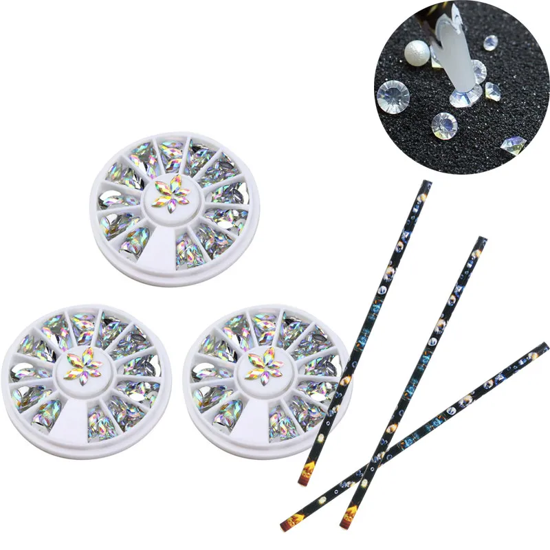 3pc Nail Rhinestone Wheel + 3pc Wax Pen set / Gem Pick up Tool / Nail Jewels Crystal Diamante Beads / Dotting Picking Pencil Set
3pc Nail Rhinestone Wheel + 3pc Wax Pen set / Gem Pick up Tool / Nail Jewels Crystal Diamante Beads / Dotting Picking Pencil Set