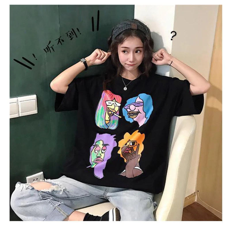 Summer O-neck Tshirt New Harajuku Casual Loose Women Top Clothing Cute Cartoon Tshirt Short Sleeve Korean Style Top Tees Female
Summer O-neck Tshirt New Harajuku Casual Loose Women Top Clothing Cute Cartoon Tshirt Short Sleeve Korean Style Top Tees Female