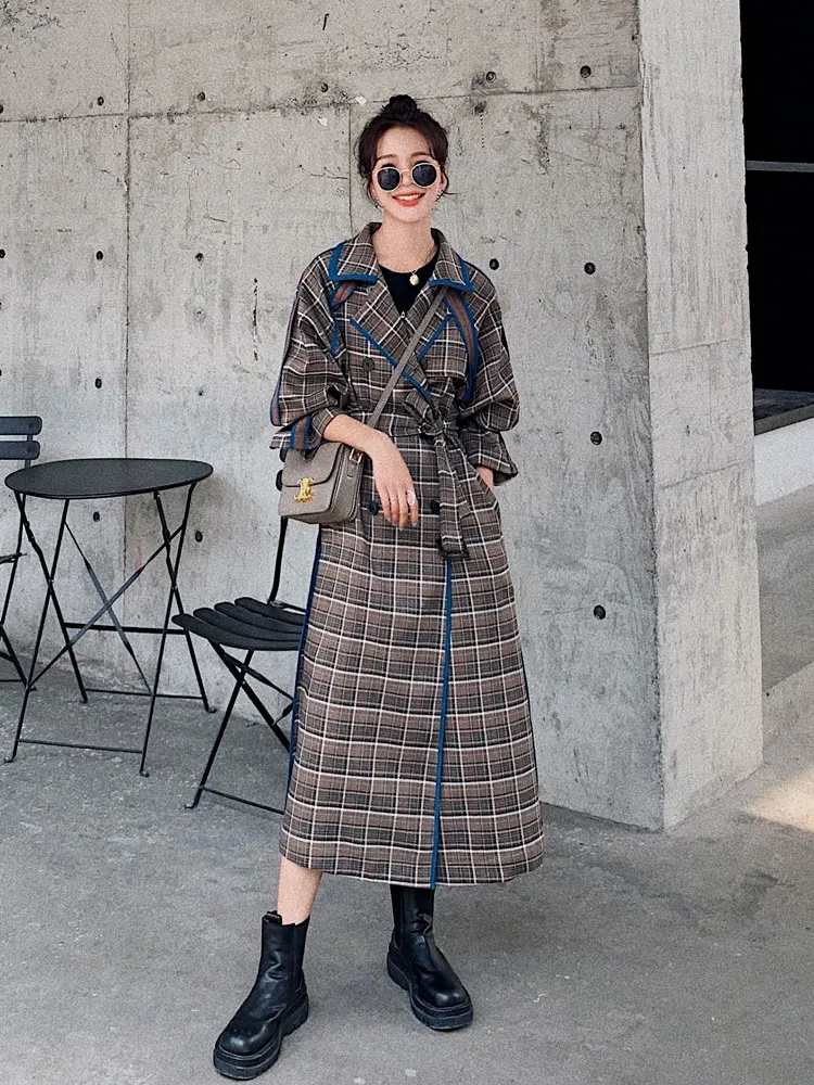 Plaid windbreaker women's middle long style over the knee spring and autumn 2020 new Korean loose and thin temperament British
Plaid windbreaker women's middle long style over the knee spring and autumn 2020 new Korean loose and thin temperament British