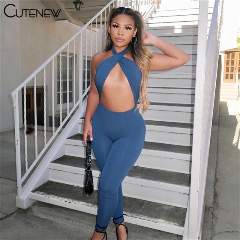 Cutenew Solid Halter Sexy Cleavage Backless Women Jumpsuit 2021 Classic Elastic Overall Feamle Hot Skinny One Piece Streetwear
Cutenew Solid Halter Sexy Cleavage Backless Women Jumpsuit 2021 Classic Elastic Overall Feamle Hot Skinny One Piece Streetwear
