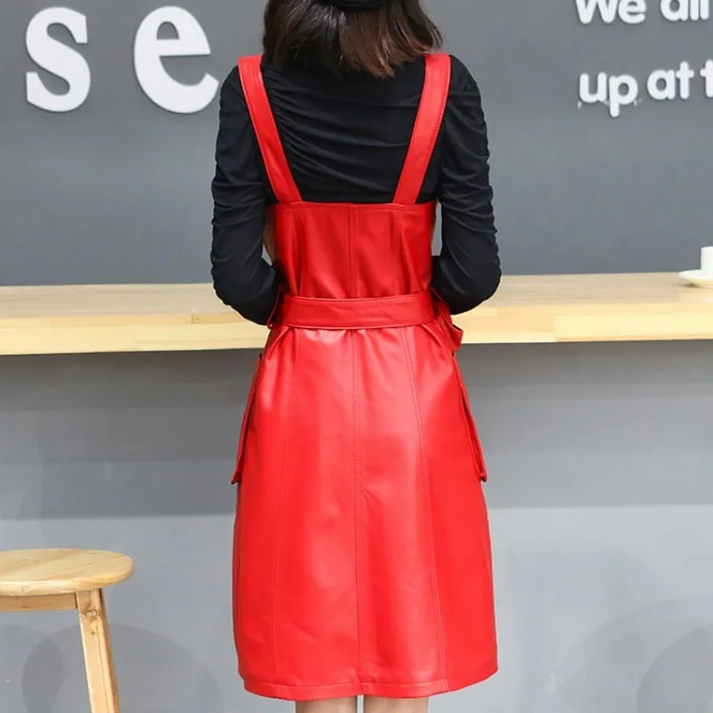 Real Leather Spaghetti Strap Dress Street V-Neck Single Breasted Belt Midi Dress Elegant Slim High Waist Pullover Party Dress
Real Leather Spaghetti Strap Dress Street V-Neck Single Breasted Belt Midi Dress Elegant Slim High Waist Pullover Party Dress