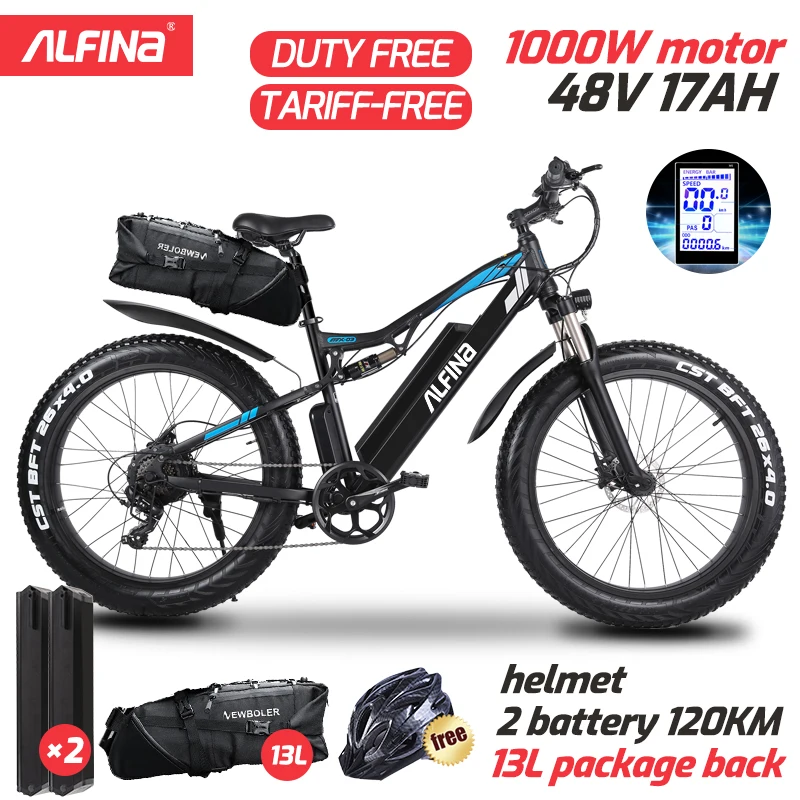 (EU Stock)ALFINA FX-03 1000W электрический горный велосипед снежный 26-дюймовый