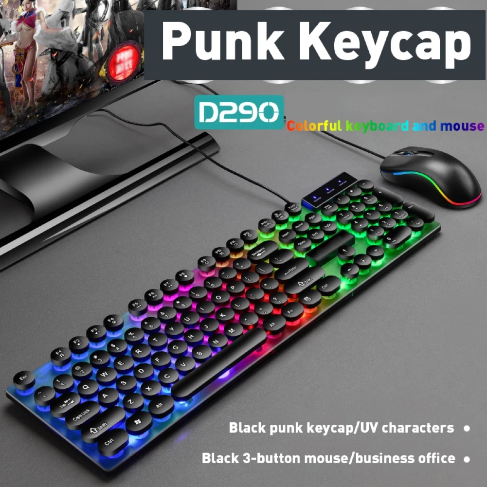 Светодиодный мышка с подсветкой и клавиатура Gaming Keyboard USB Проводная радужного