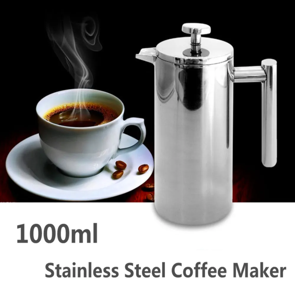 Stainless Steel French Press Coffee Tea Maker Double Wall Filter Baskets Cafetiere Coffee Pot (350ml) 
Stainless Steel French Press Coffee Tea Maker Double Wall Filter Baskets Cafetiere Coffee Pot (350ml)