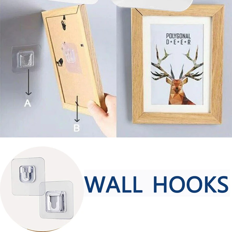 2Pair Double-sided Self Adhesive Wall Hooks Hanger Strong Transparent hooks for home Kitchen Clothes Coat
2Pair Double-sided Self Adhesive Wall Hooks Hanger Strong Transparent hooks for home Kitchen Clothes Coat