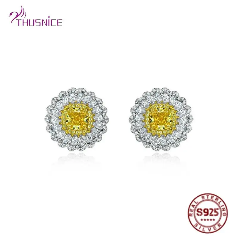 925 Sterling Silver Flower Topaz Earrings 7*7mm High Carbon Diamond Bride Earring Sparkling Wedding Party Jewelry Gift
925 Sterling Silver Flower Topaz Earrings 7*7mm High Carbon Diamond Bride Earring Sparkling Wedding Party Jewelry Gift