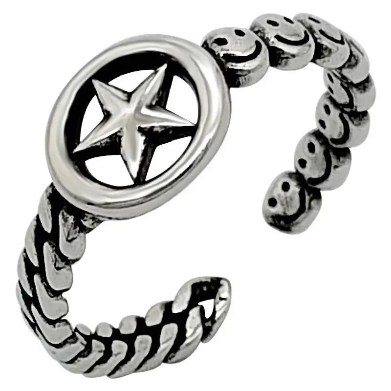Lucky Cool Men Opening Hollow Five Pointed Star Ring Double Line Knotted Fine Jewelry Fashion Rings for Men Gothic Accessories
Lucky Cool Men Opening Hollow Five Pointed Star Ring Double Line Knotted Fine Jewelry Fashion Rings for Men Gothic Accessories
