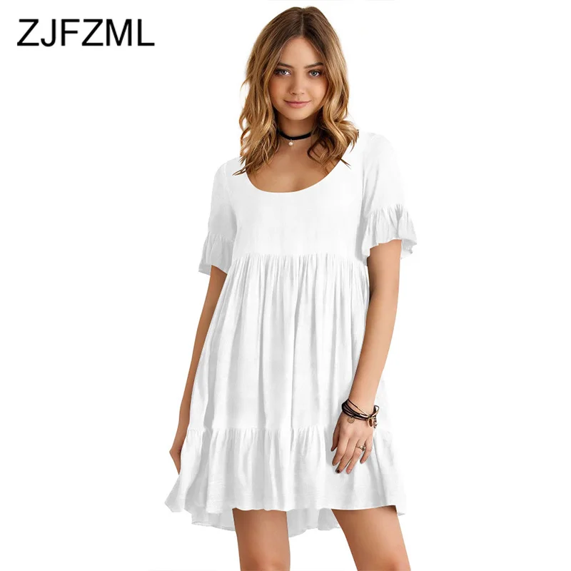 Backless Tie Up Plus Size Tshirt Dress Women Round Neck Short Sleeve Ruffles Summer Dress Ladies Solid Loose Causal Short Dress
Backless Tie Up Plus Size Tshirt Dress Women Round Neck Short Sleeve Ruffles Summer Dress Ladies Solid Loose Causal Short Dress