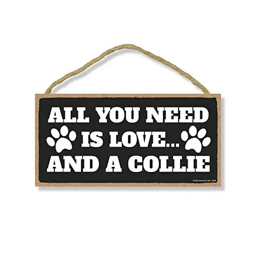 

Honey Dew Gifts All You Need is Love and a Collie Wooden Home Decor for Dog Pet Lovers, Hanging Decorative Wall Sign, 5 Inches b