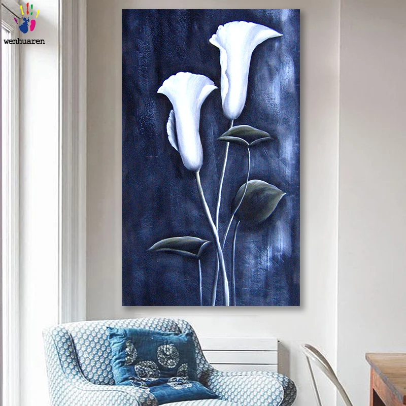 DIY colorings pictures by numbers with colors Vintage white tulip flower picture drawing painting framed Home | Дом и сад