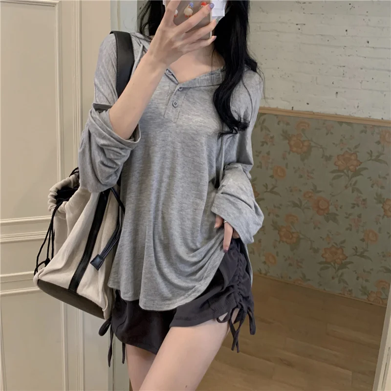 Design Sense T-shirt Niche Long Sleeve Sunscreen Shirt Women's Autumn Thin Lazy Wind Irregular Hooded Pure Desire Top
Design Sense T-shirt Niche Long Sleeve Sunscreen Shirt Women's Autumn Thin Lazy Wind Irregular Hooded Pure Desire Top