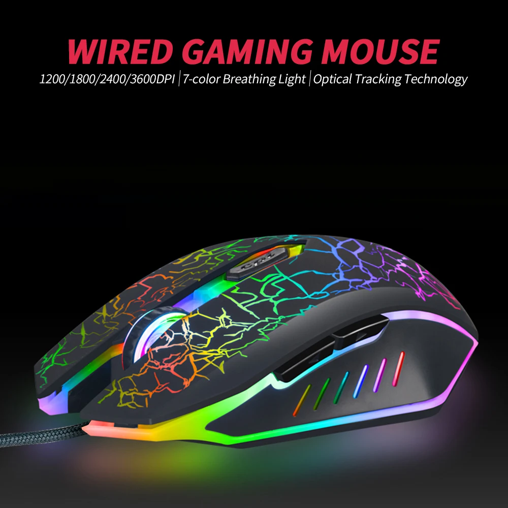Wired Gaming Mouse 3600DPI Ergonomic Mouse Optical Mouse 4 Adjustable DPI levels/6 Buttons/ 7-color Breathing Light Mouse gaming
Wired Gaming Mouse 3600DPI Ergonomic Mouse Optical Mouse 4 Adjustable DPI levels/6 Buttons/ 7-color Breathing Light Mouse gaming