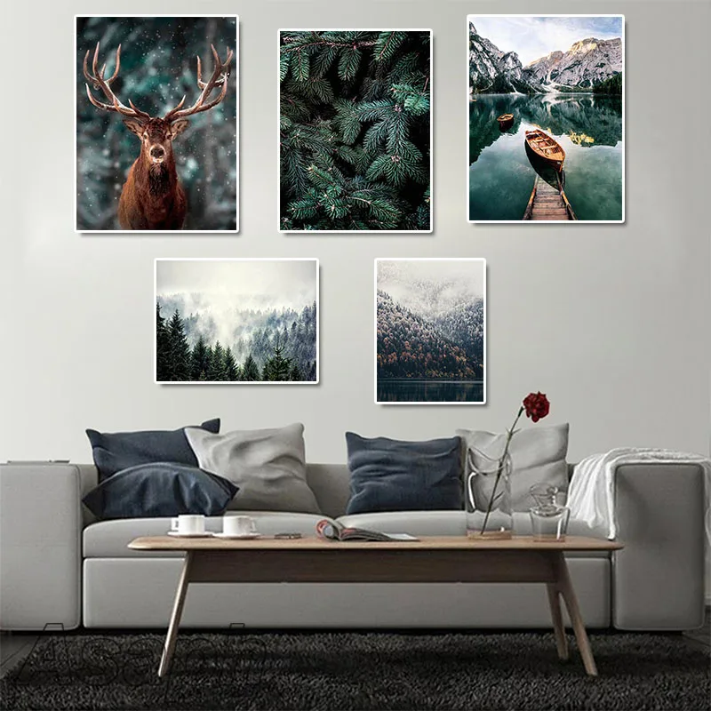 Landscape Poster Nature Decorative Picture Home Nordic Fog Forest Deer Animal Canvas Wall Art Print Painting For Home Decor
Landscape Poster Nature Decorative Picture Home Nordic Fog Forest Deer Animal Canvas Wall Art Print Painting For Home Decor