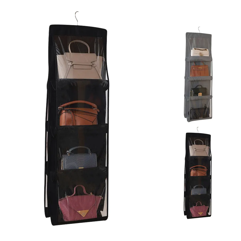 2pcs Hanging Handbag Organizer Non-woven Storage Holder PVC Purse Closet 8 Pocket Black
2pcs Hanging Handbag Organizer Non-woven Storage Holder PVC Purse Closet 8 Pocket Black
