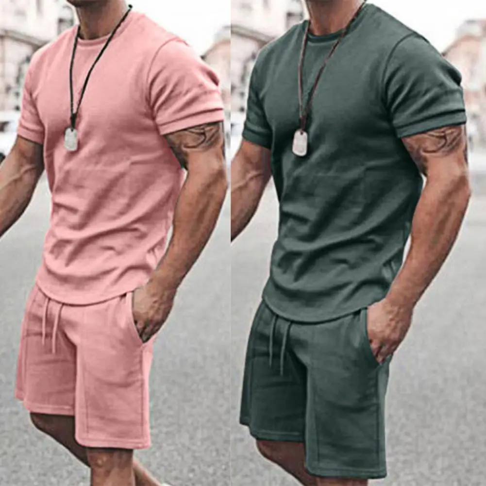 2021 Summer New Men Casual Shorts Sets Tracksuit Solid Color Drawstring Men Loose Short Sleeve T-shirt Pocket Shorts for Fitness
2021 Summer New Men Casual Shorts Sets Tracksuit Solid Color Drawstring Men Loose Short Sleeve T-shirt Pocket Shorts for Fitness